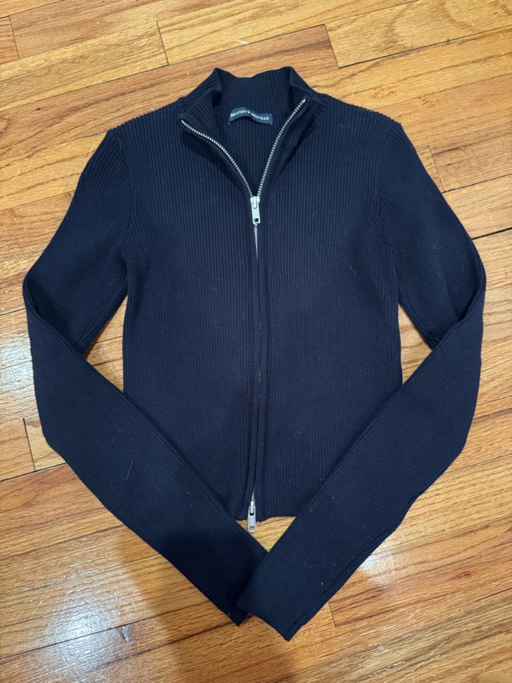 Brandy Melville Ribbed Zip Cardigan - Picture 2 of 3